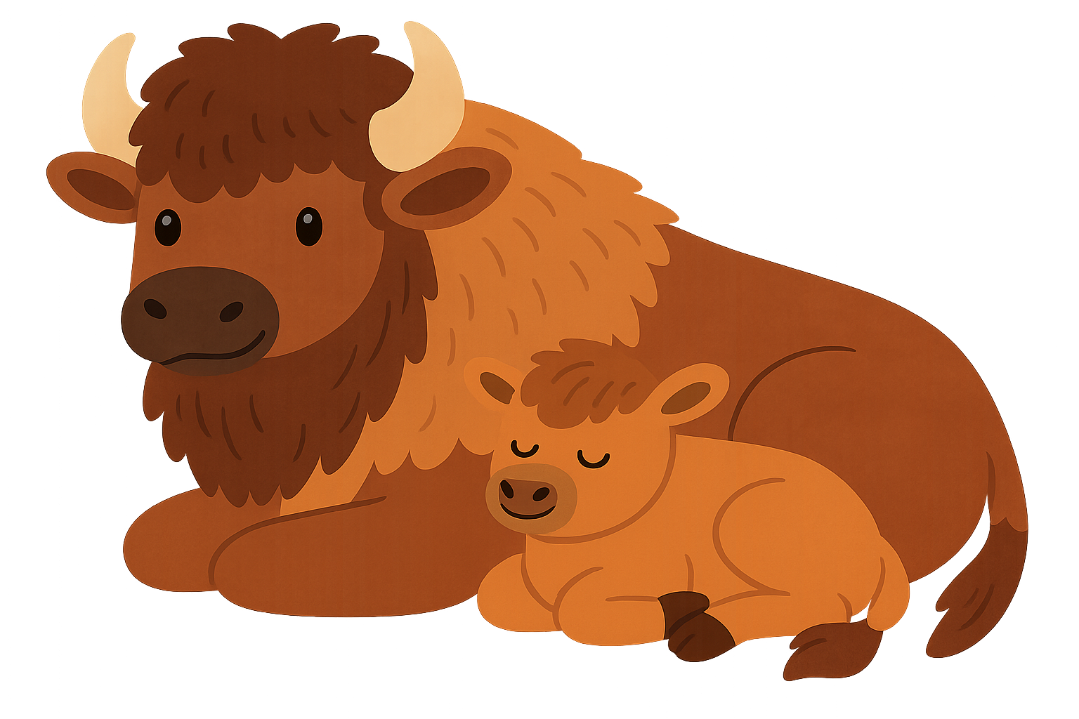 Bison and calf