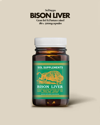 100% Grass Fed + Finished, Pasture Raised, Freeze-Dried Bison Liver Capsules